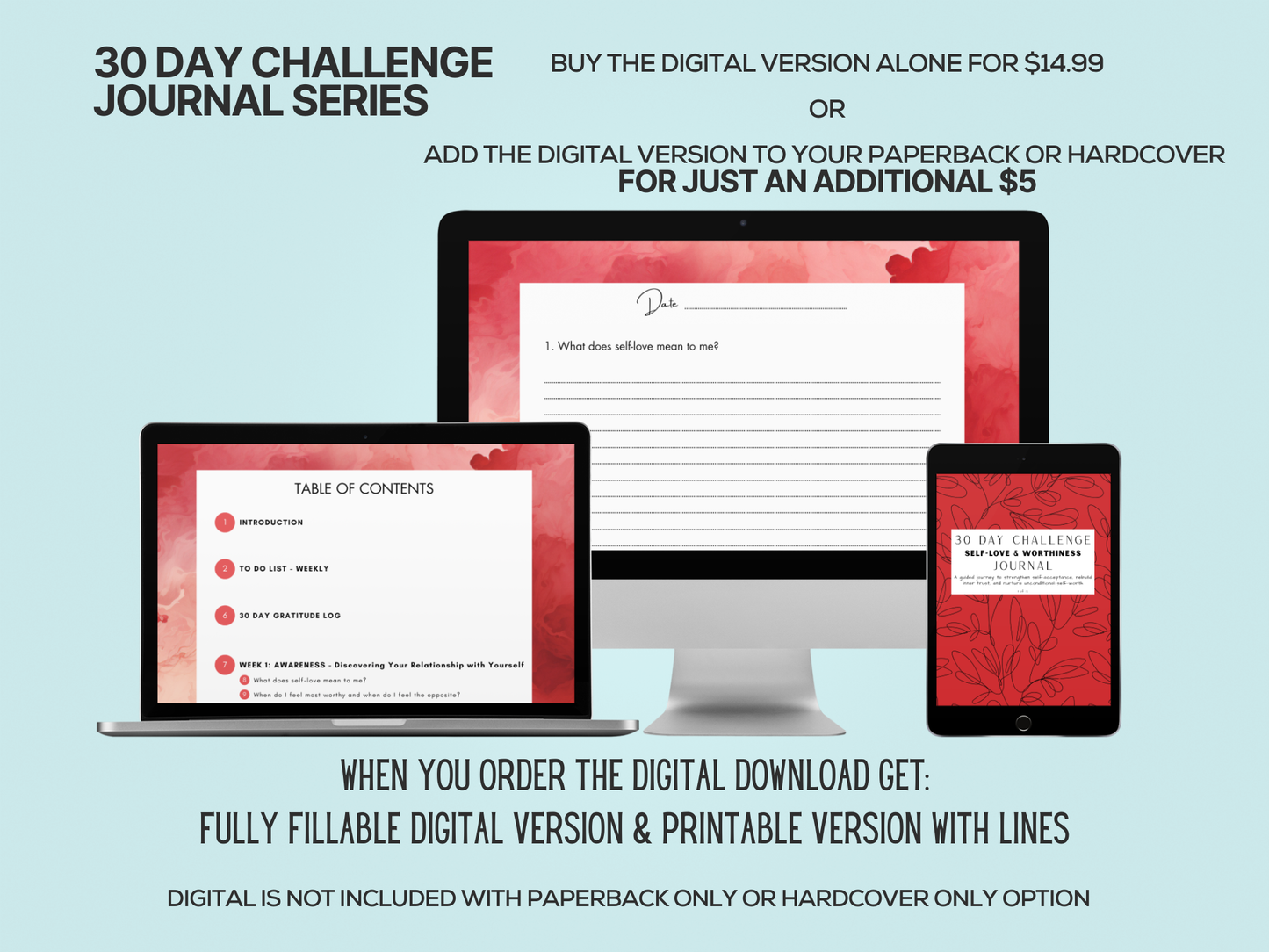 30 Days of Self‑Love & Worthiness - Journal - Digital Download
