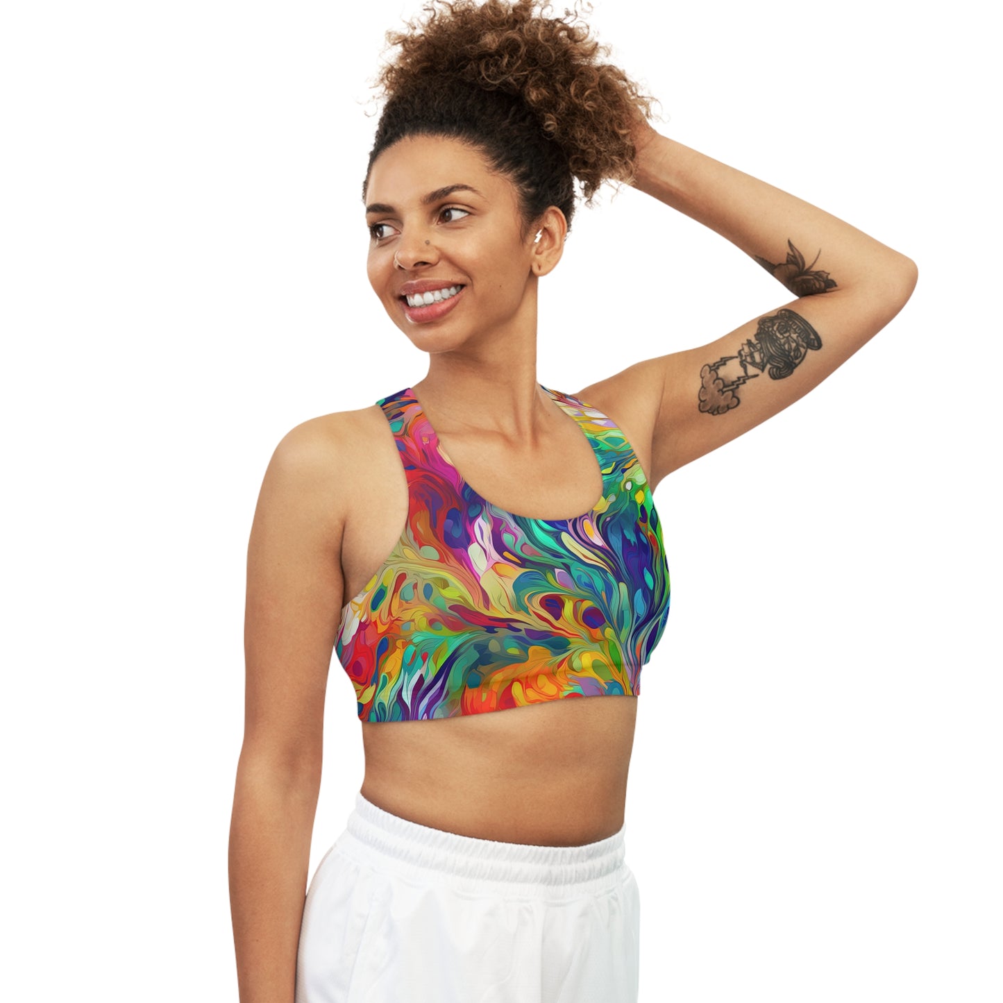 Vibrant Abstract Multicolor - Seamless Sports Bra