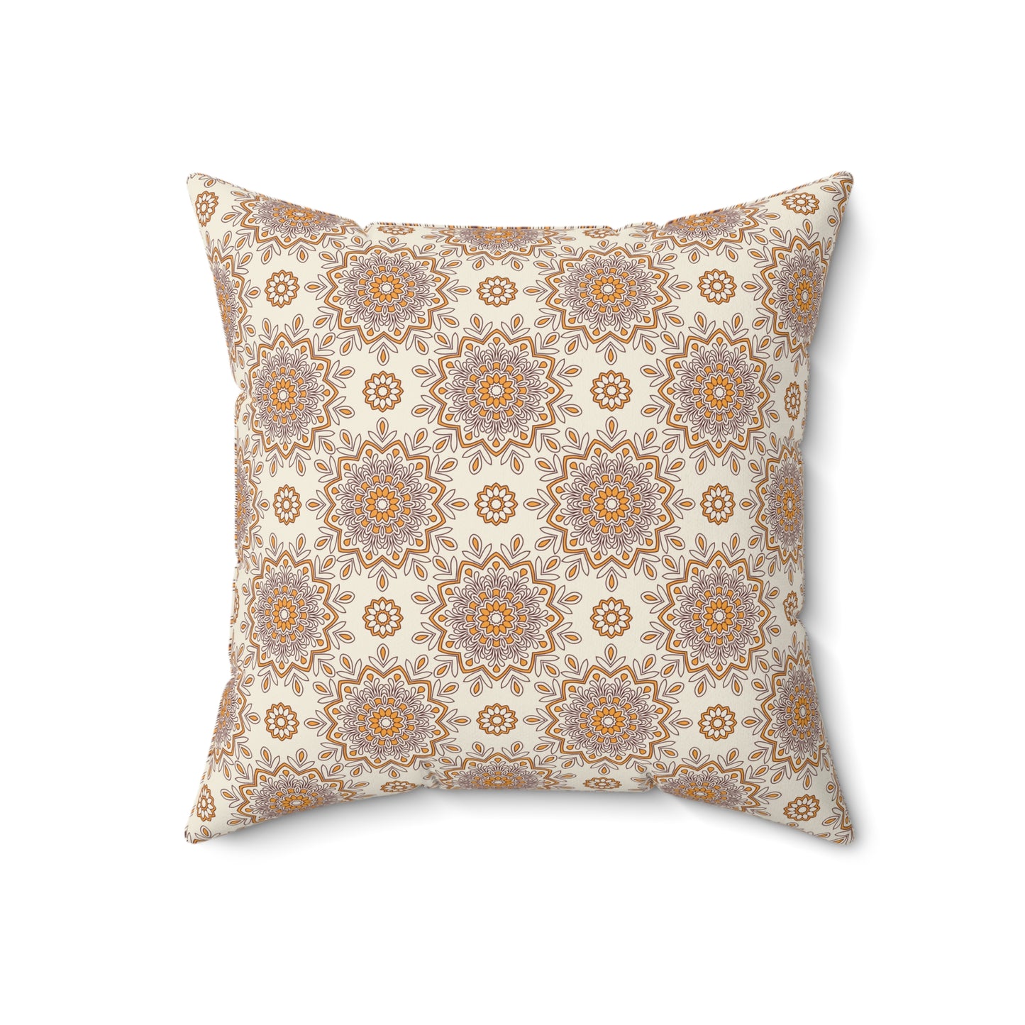 Boho Mandala Pattern 15 - Faux Suede Square Pillow