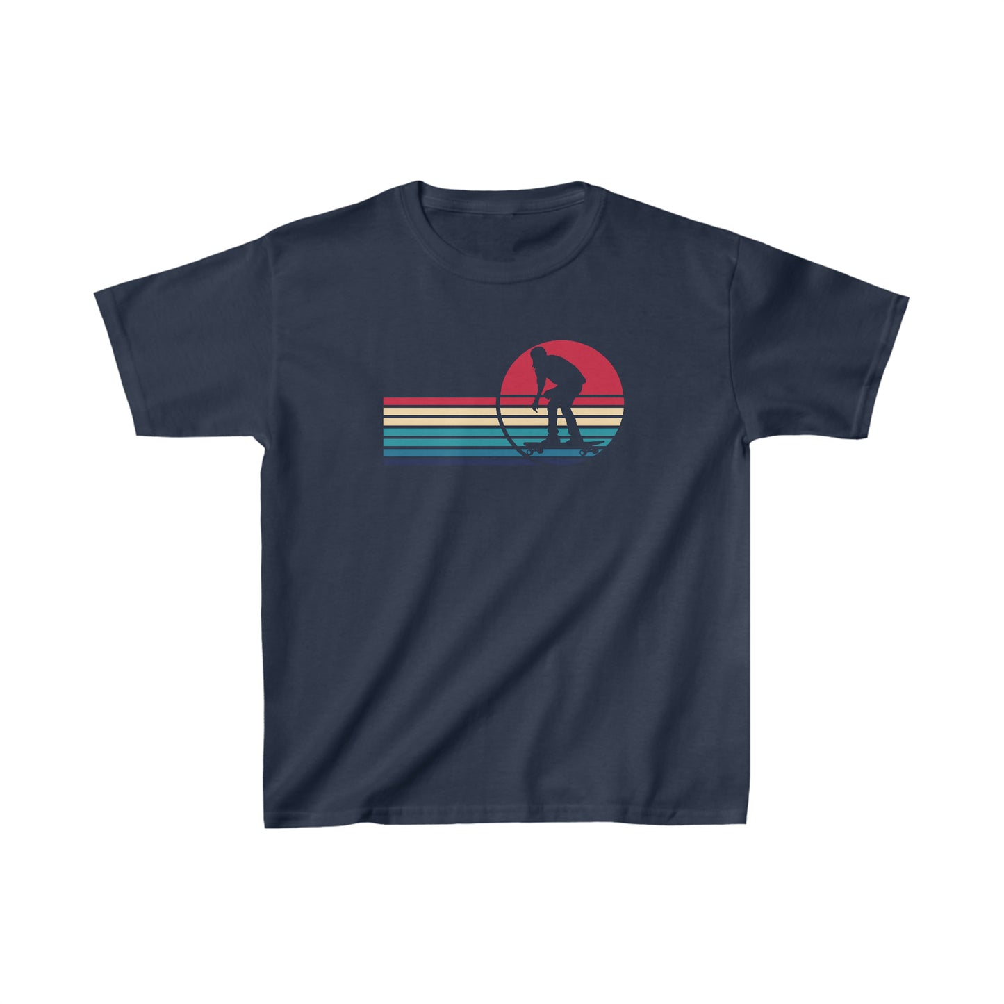Skateboarder Silhouette - Retro - Kids Heavy Cotton Tee