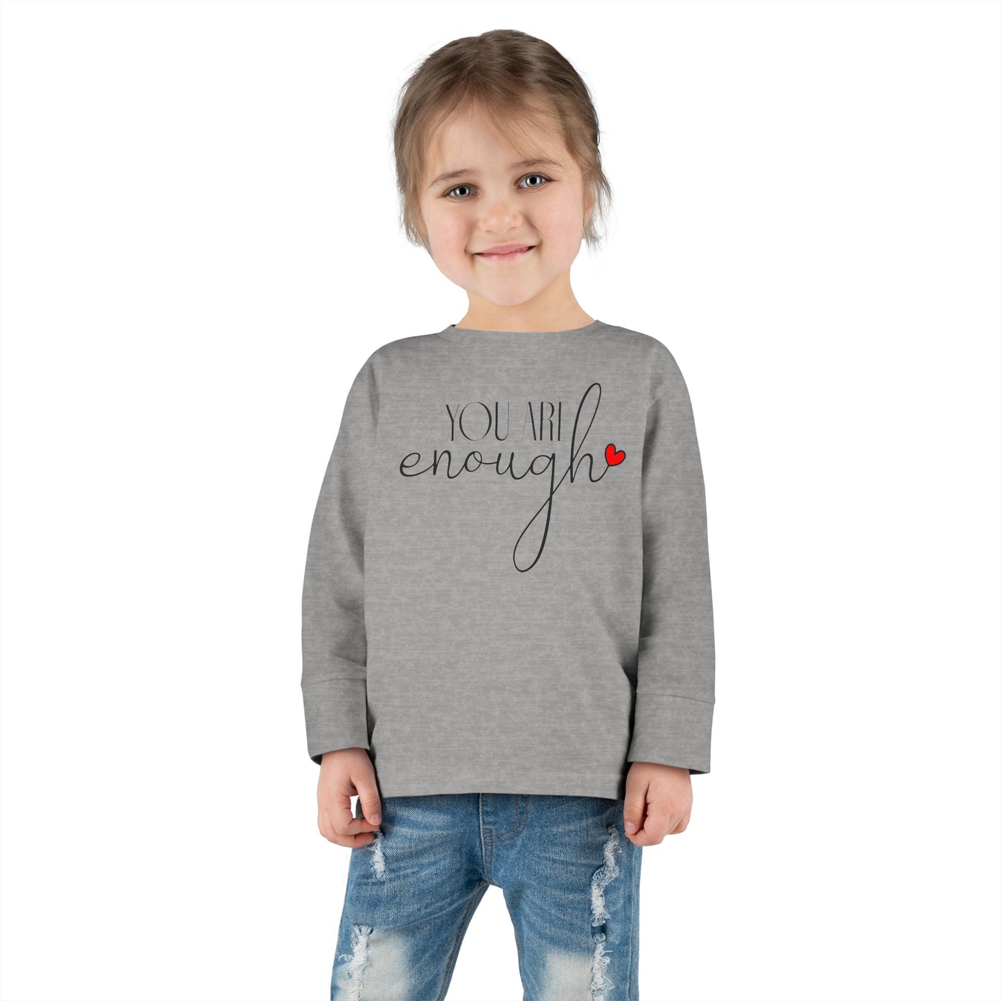 You Are Enough - Red Heart - Toddler Long Sleeve Tee