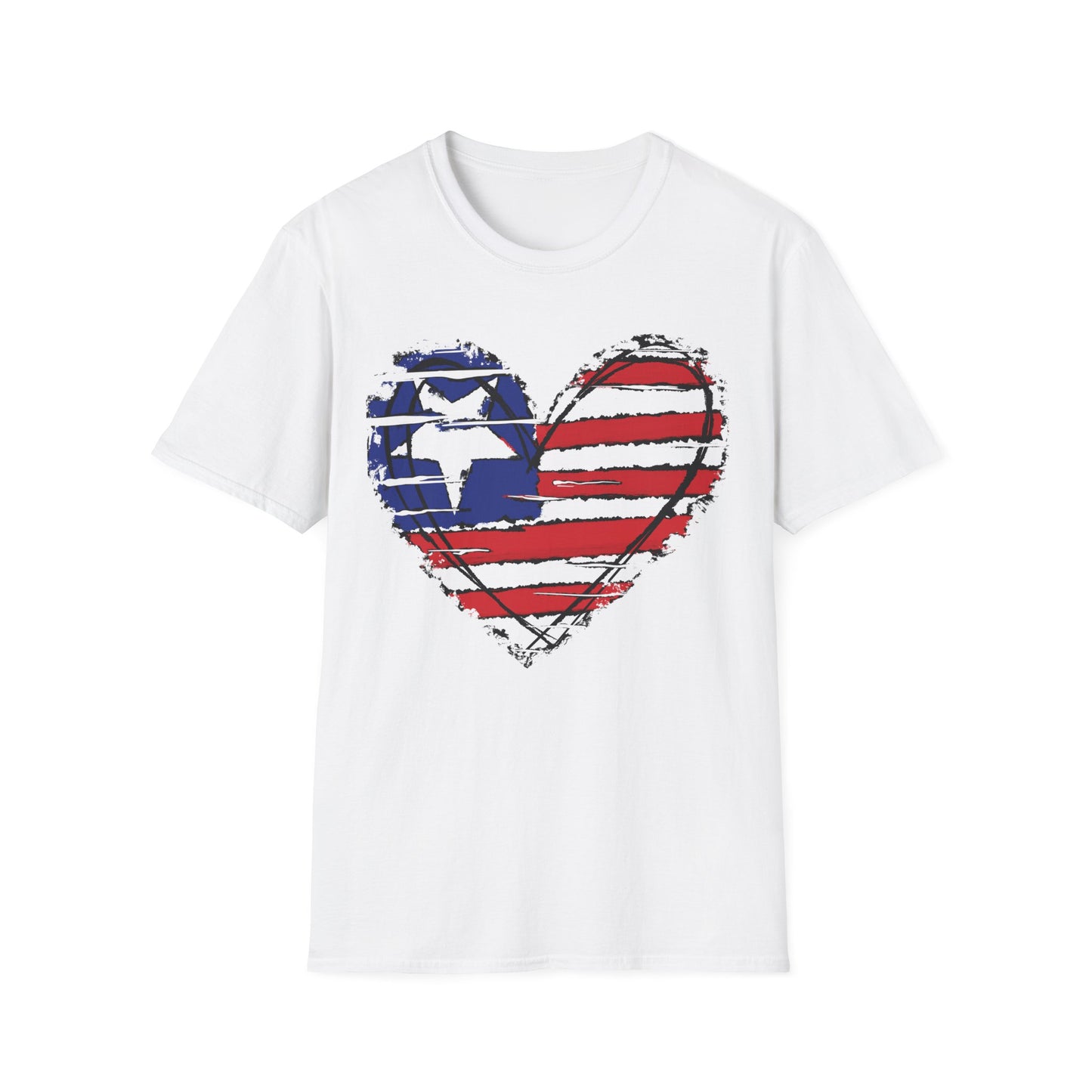 American Flag Heart - 4th of July - Independence Day - Unisex Softstyle T-Shirt