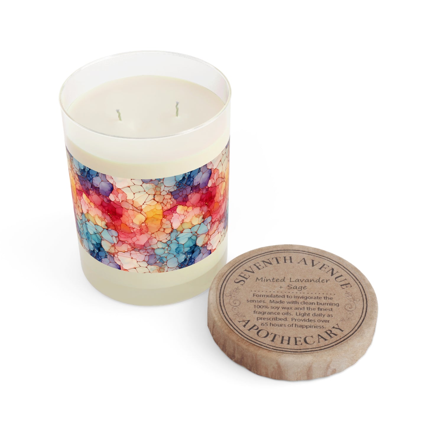 Abstract Rainbow Watercolor - Scented Candle - 11oz