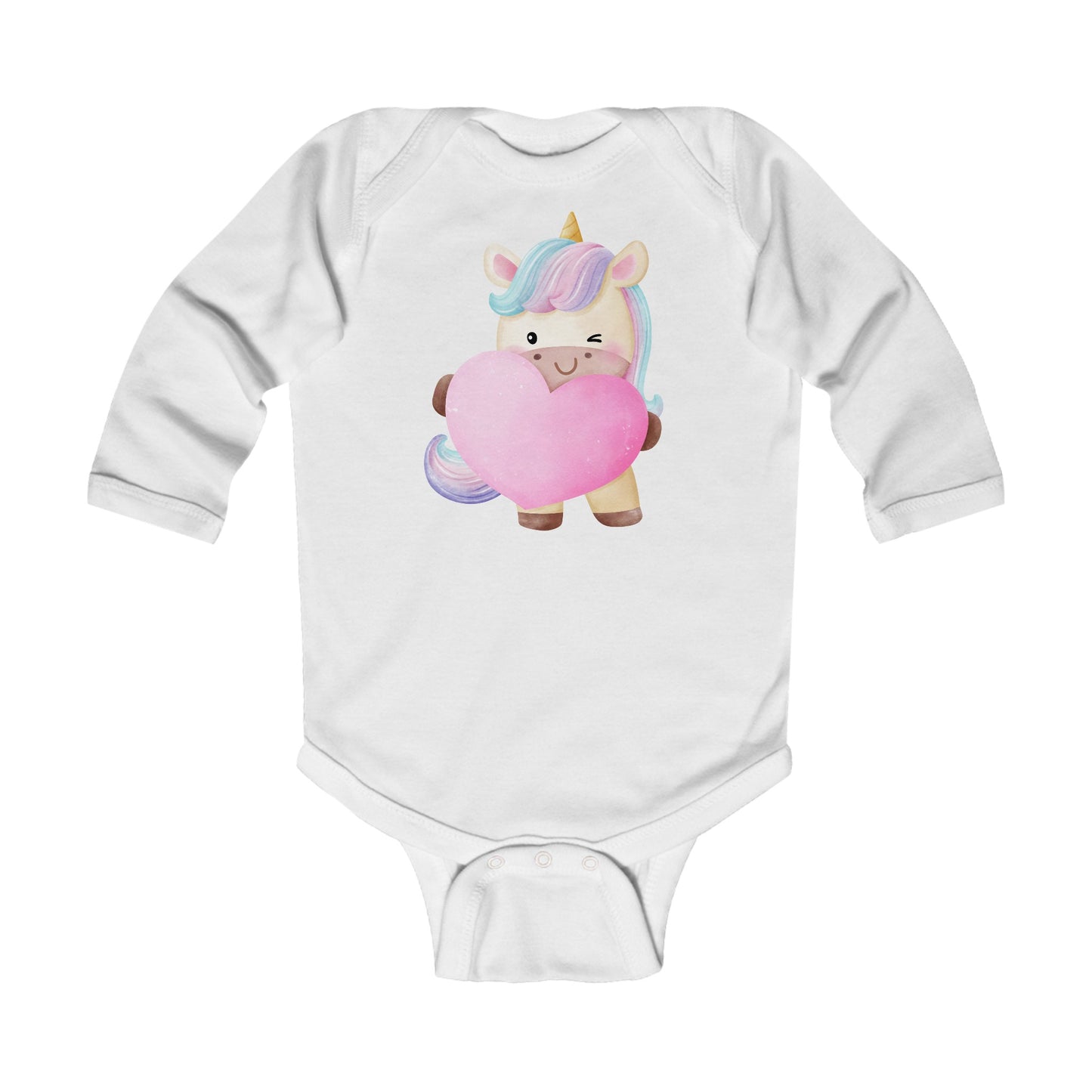 Cutest Unicorn - Heart - Infant Long Sleeve Bodysuit