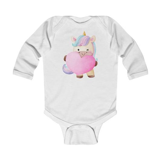 Cutest Unicorn - Heart - Infant Long Sleeve Bodysuit
