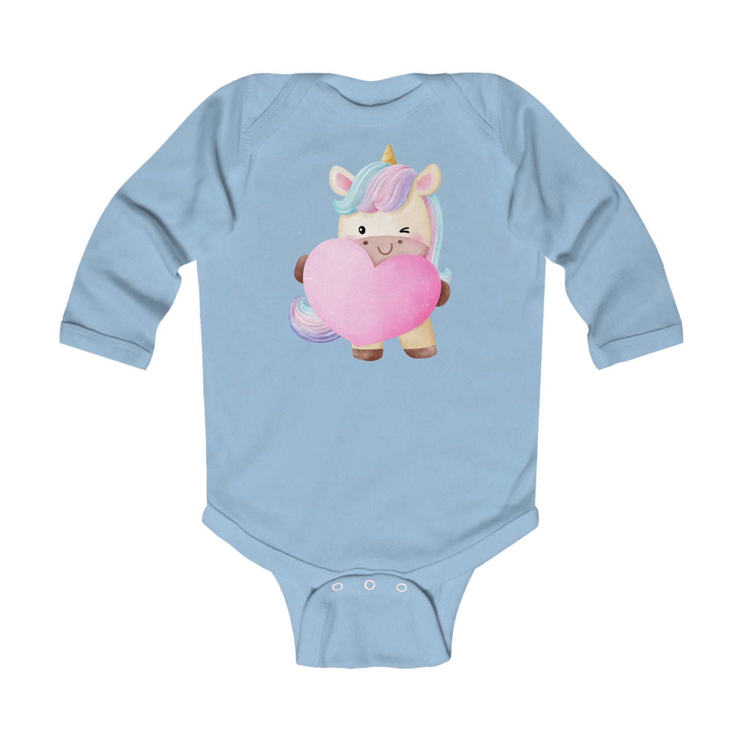 Cutest Unicorn - Heart - Infant Long Sleeve Bodysuit