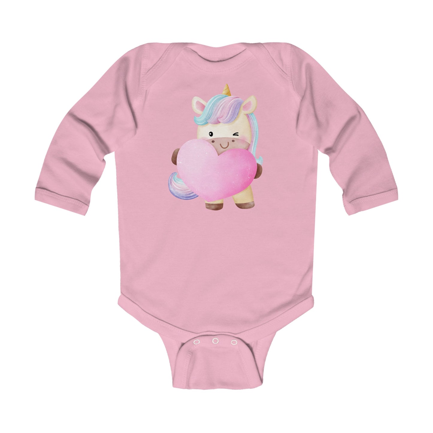 Cutest Unicorn - Heart - Infant Long Sleeve Bodysuit