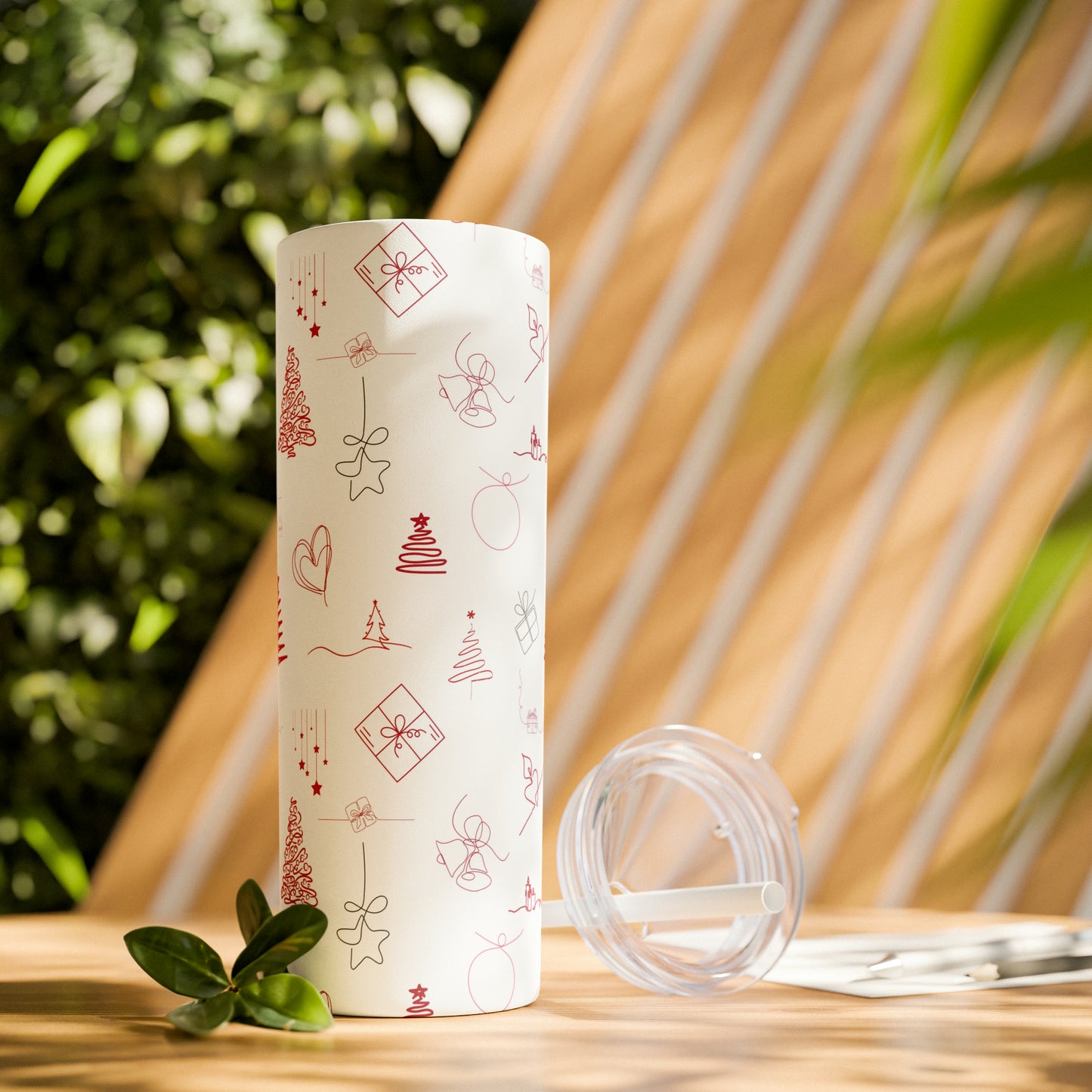 Amazing Hand Drawn Christmas - Skinny Tumbler with Straw, 20oz - Stainless Steel