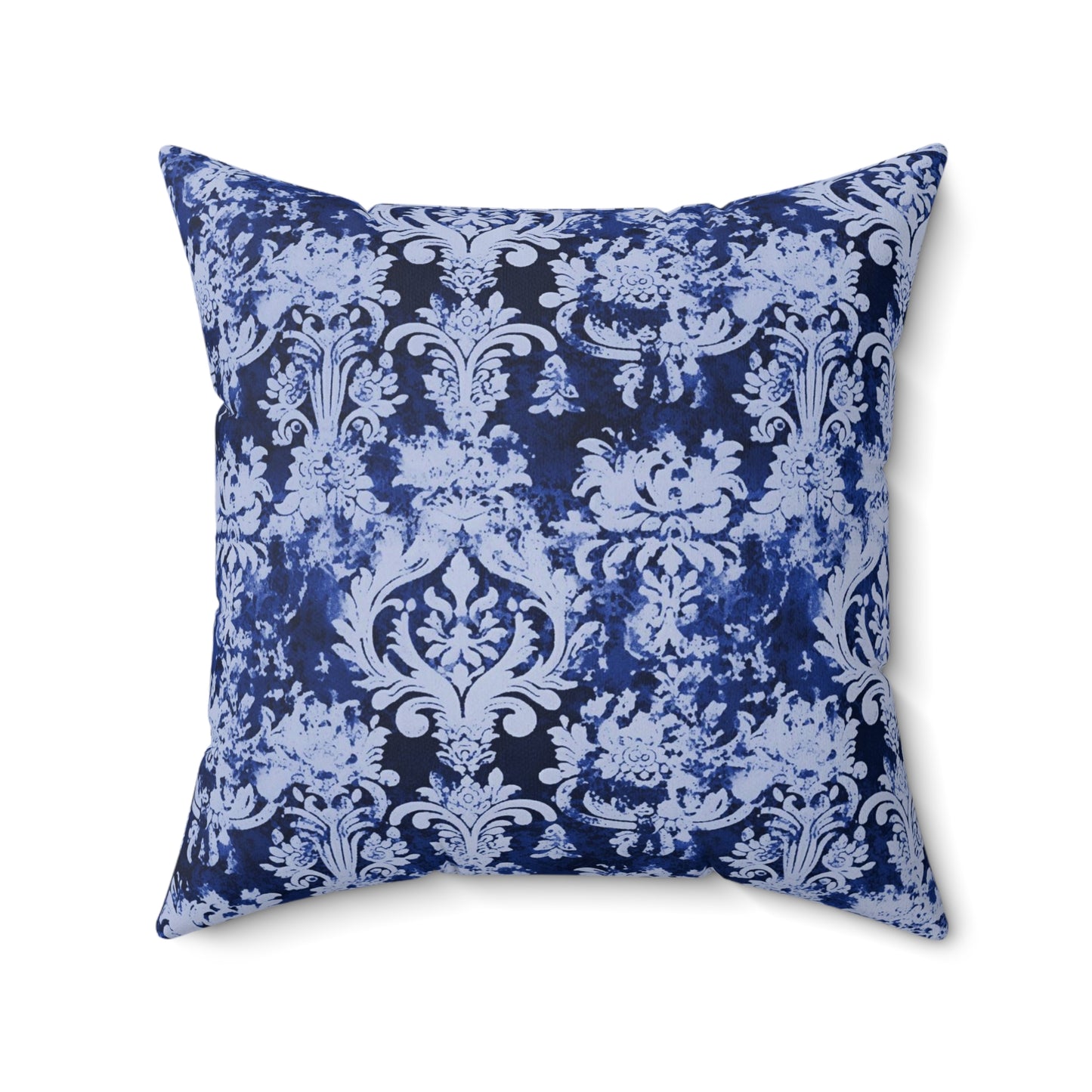 Vintage Blue Damask 63 - Beautiful, Shabby Chic, Boho, Fun - Faux Suede Square Pillow