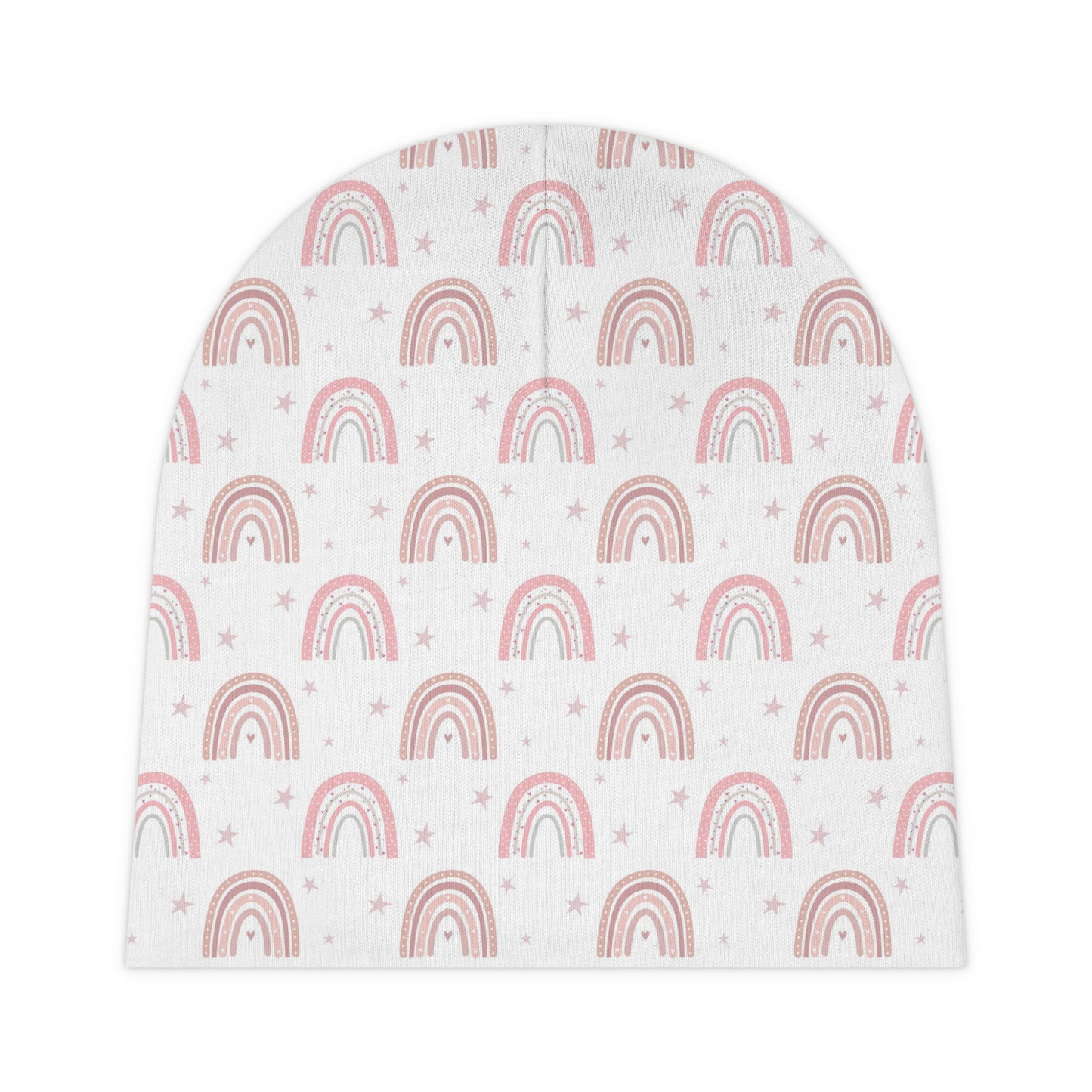 White with Pink Boho Rainbows - Super Cute - Baby Beanie