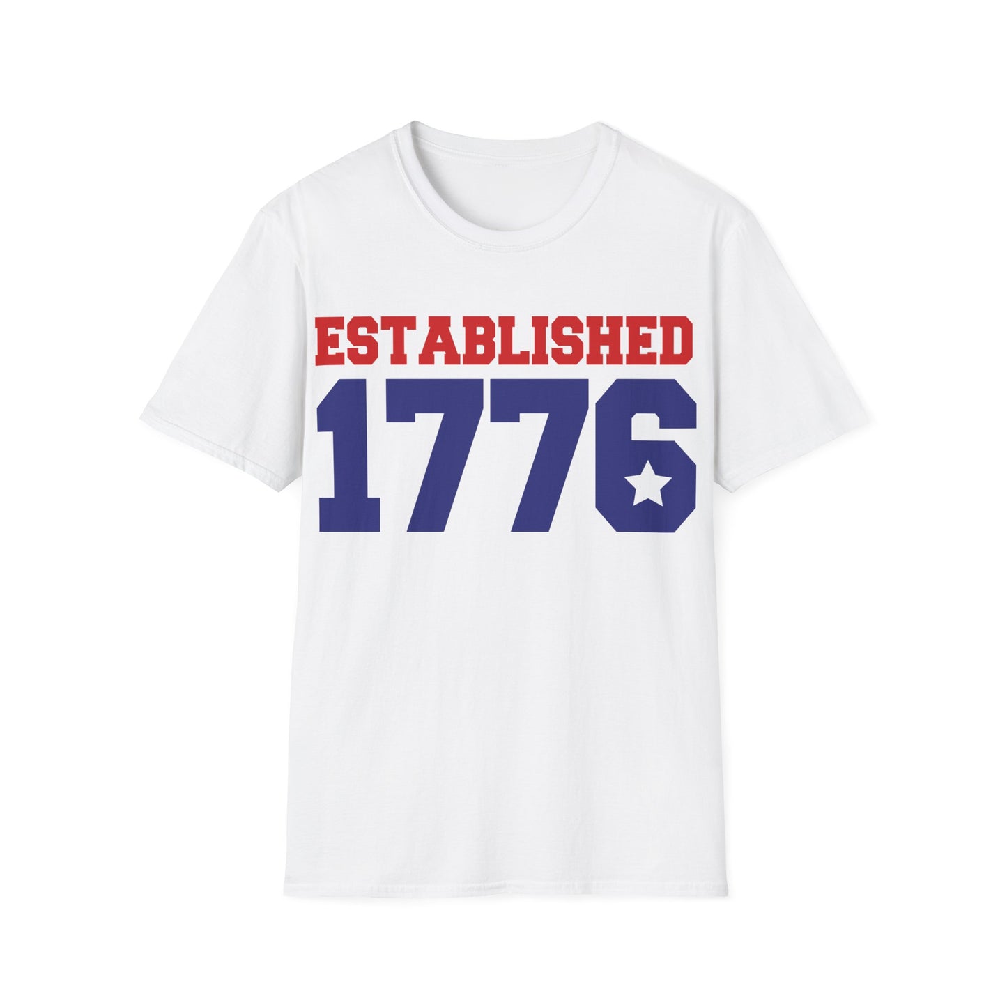 Estabilshed 1776 - American Flag - Red, White, Blue - 4th of July - Independence Day - Unisex Softstyle T-Shirt