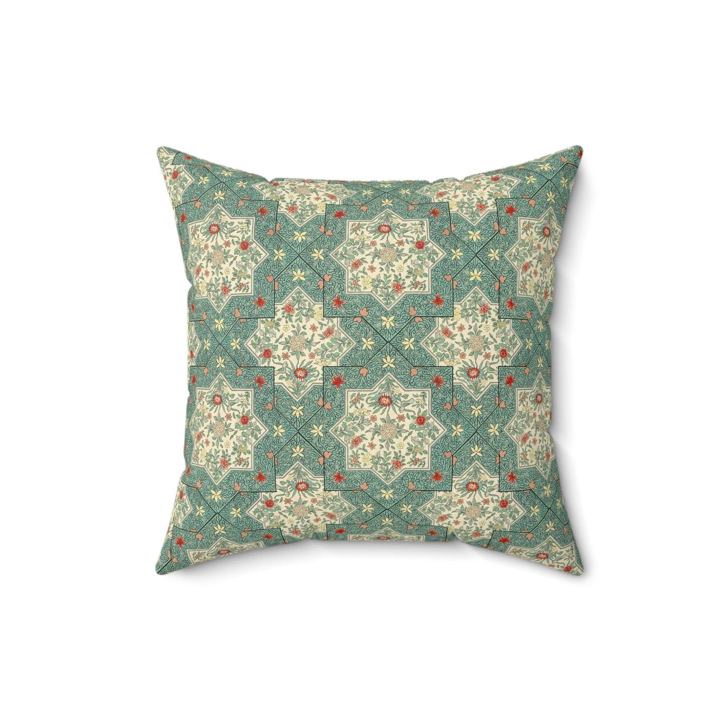 Green Boho Pattern 11 - Faux Suede Square Pillow