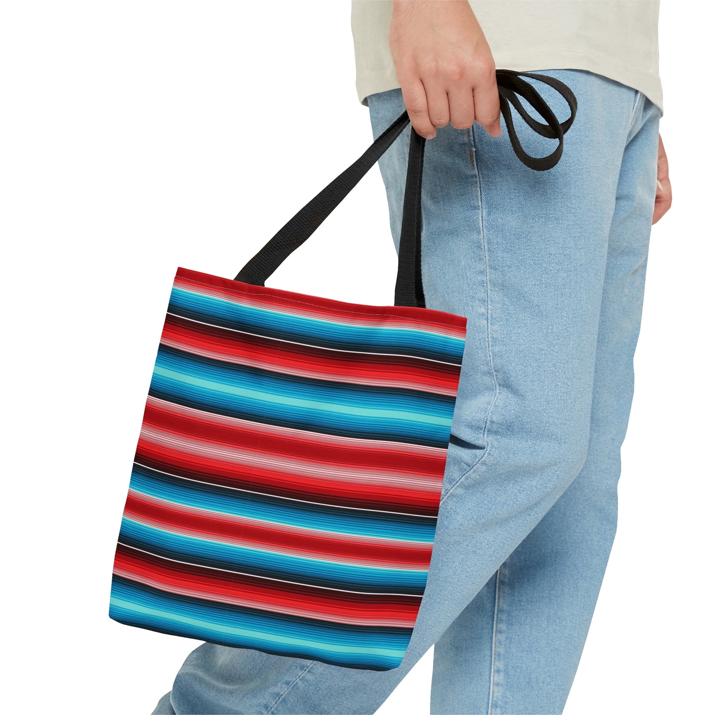 Red and Blue Multicolor Striped 35 - Practical, high-quality Tote Bag