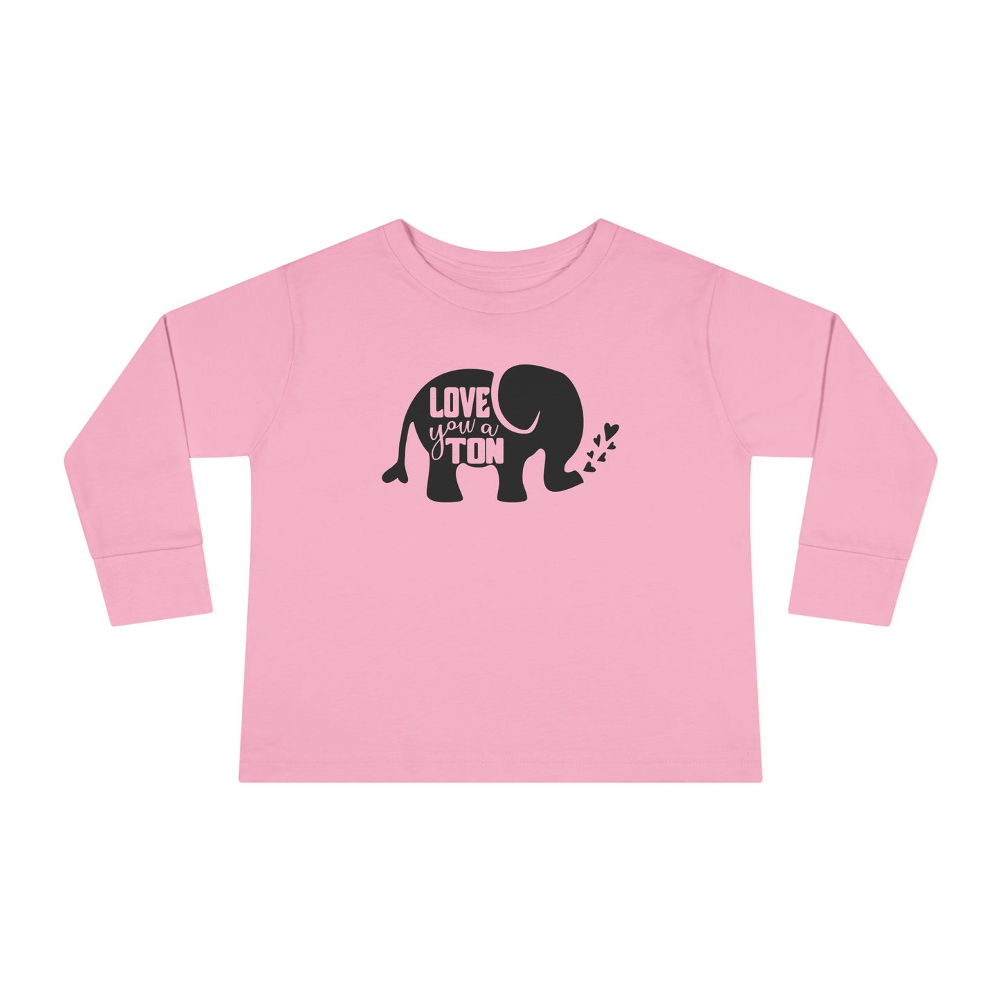 Love You a Ton - Cute Elephant - Hearts - Toddler Long Sleeve Tee