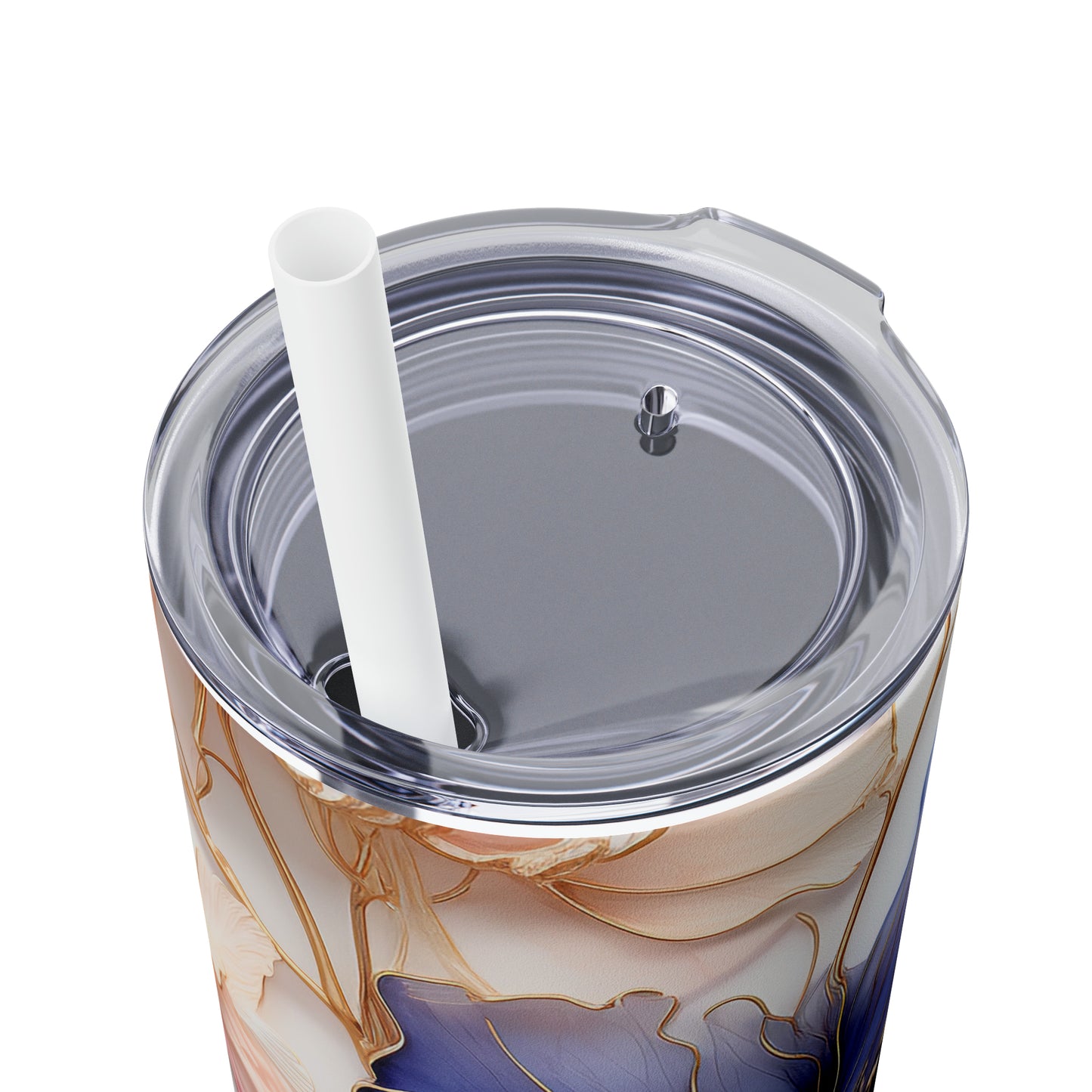 Beautiful Purple Flowers Watercolor 12 - Skinny Tumbler with Straw, 20oz - Stainless Steel