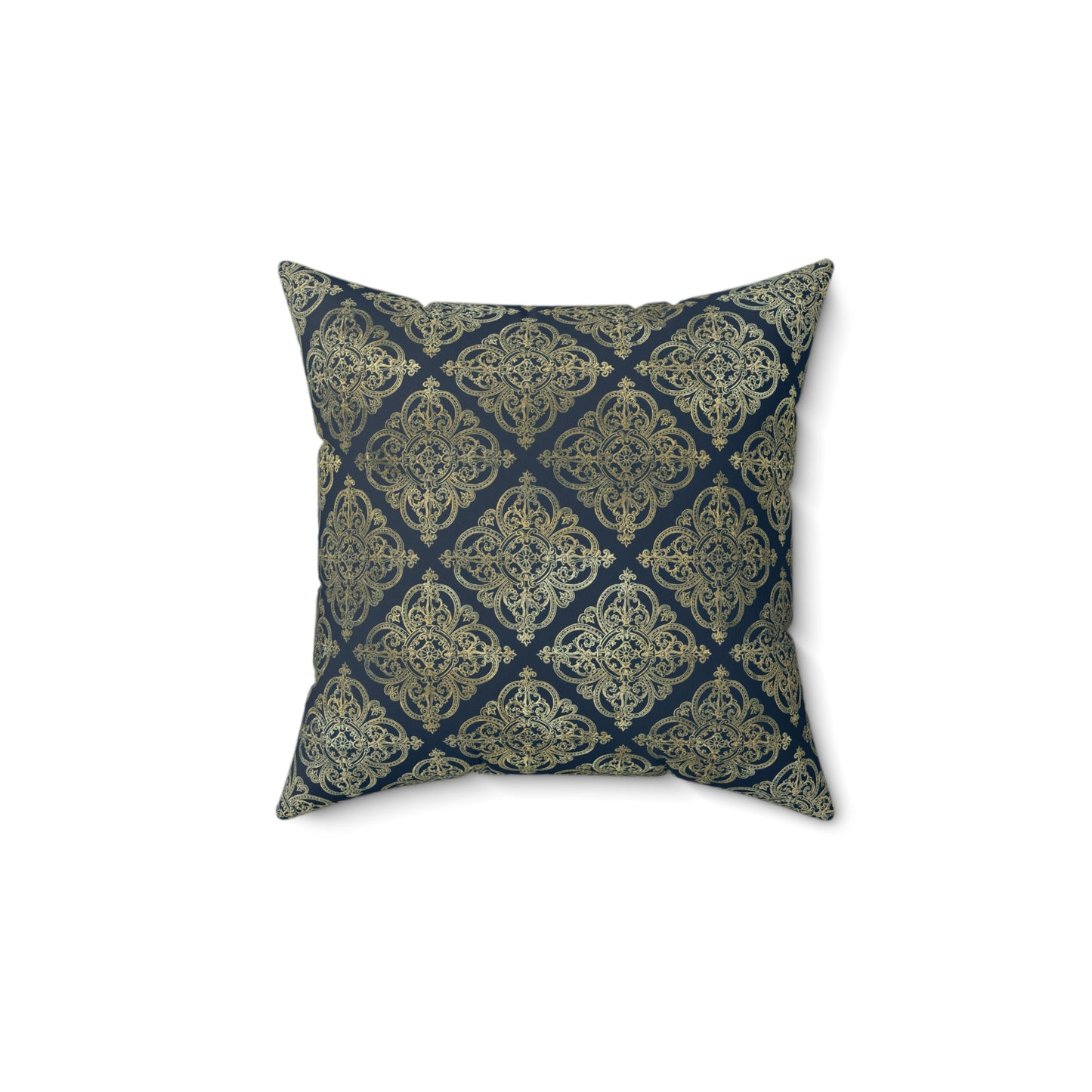 Blue and Gold Paris Pattern 4 - Faux Suede Square Pillow