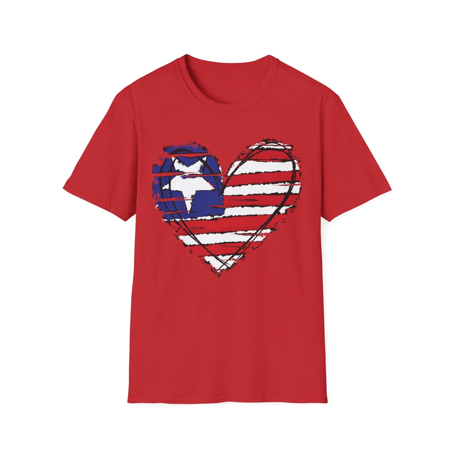 American Flag Heart - 4th of July - Independence Day - Unisex Softstyle T-Shirt