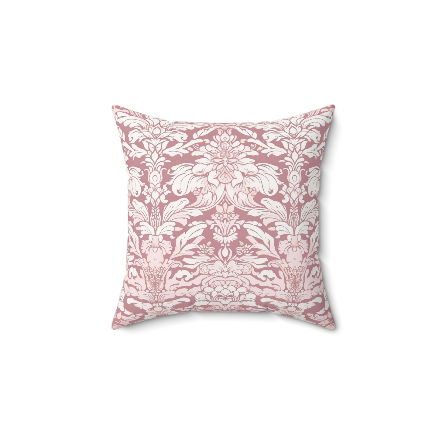 Pink Damask 15 - Beautiful, Shabby Chic, Boho, Fun - Faux Suede Square Pillow