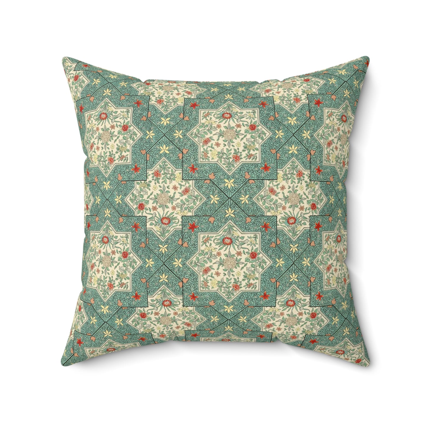 Green Boho Pattern 11 - Faux Suede Square Pillow