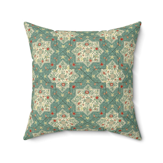 Green Boho Pattern 11 - Faux Suede Square Pillow