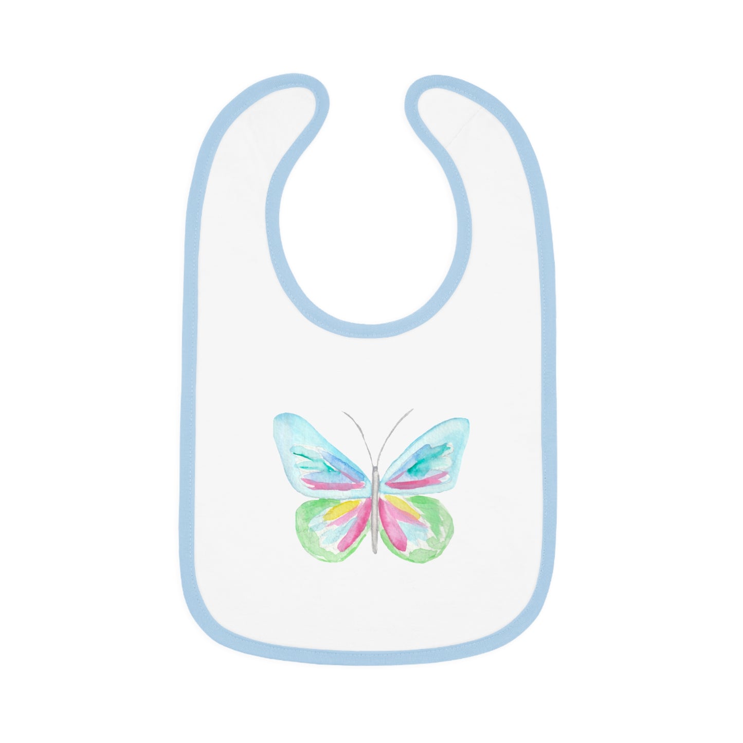 Watercolor Butterfly - Multicolor - Baby Contrast Trim Jersey Bib