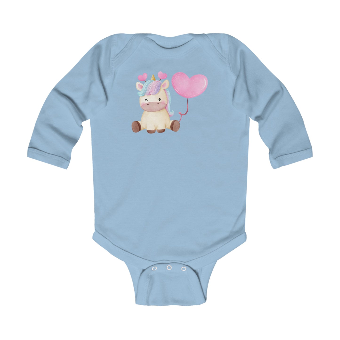 Cutest Unicorn - Heart Balloon - Infant Long Sleeve Bodysuit