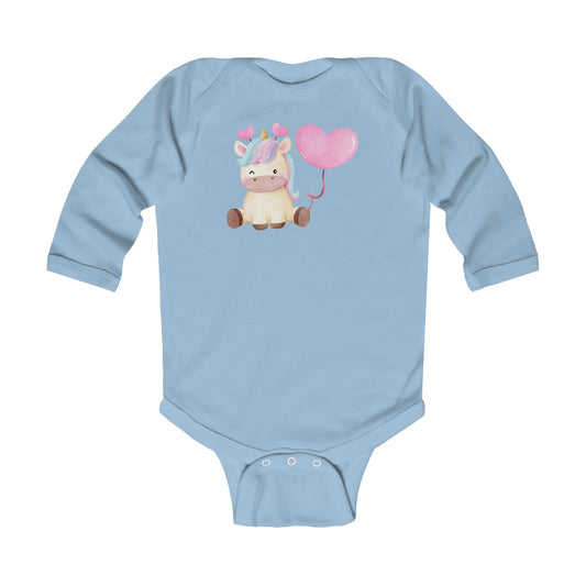 Cutest Unicorn - Heart Balloon - Infant Long Sleeve Bodysuit