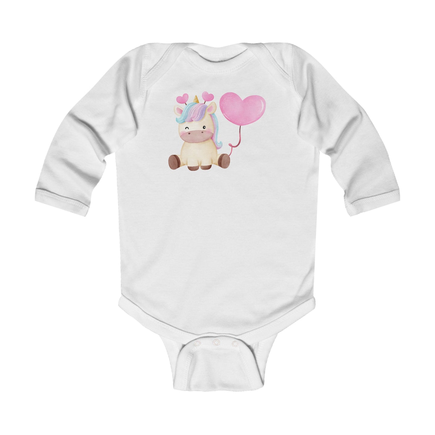 Cutest Unicorn - Heart Balloon - Infant Long Sleeve Bodysuit