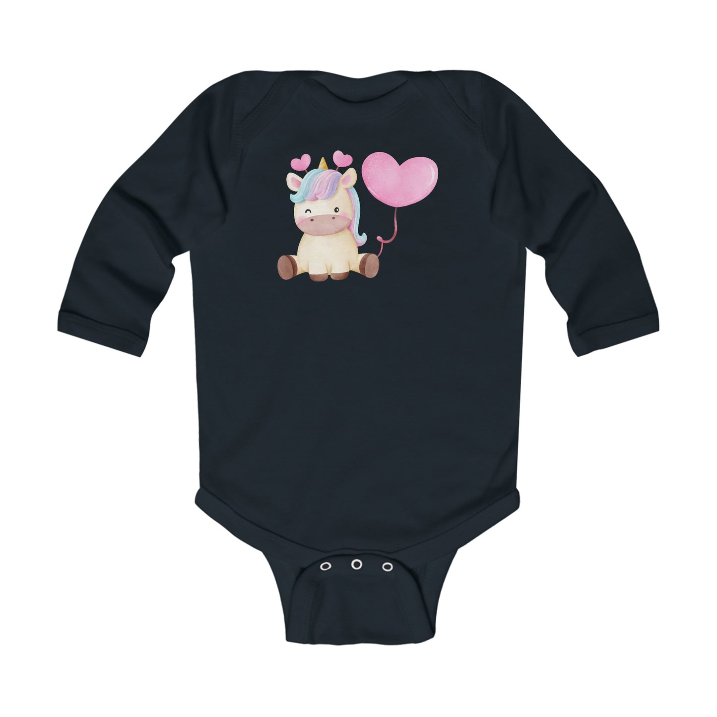Cutest Unicorn - Heart Balloon - Infant Long Sleeve Bodysuit