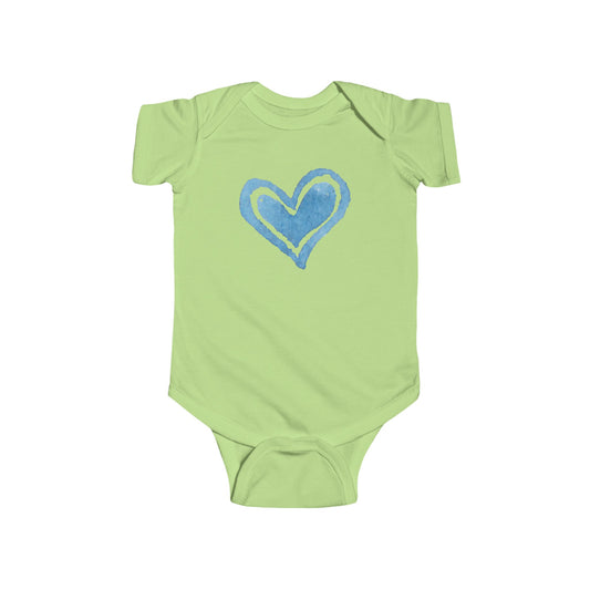 Watercolor Blue Heart - Infant Fine Jersey Bodysuit