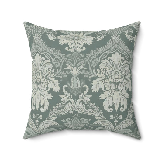 Green Damask 13 - Beautiful, Shabby Chic, Boho, Fun - Faux Suede Square Pillow