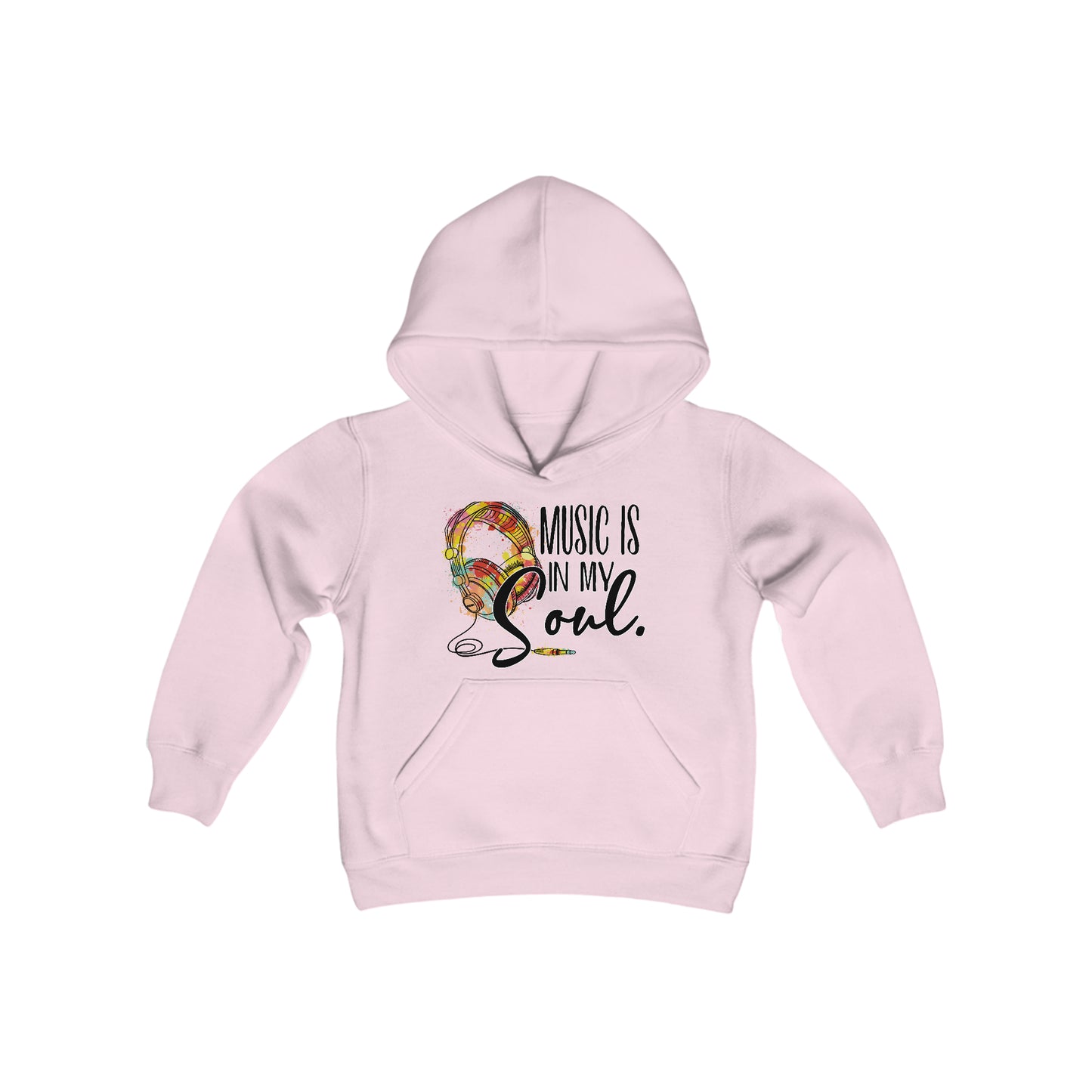 Music is in My Soul - Music Lovers - Headphones - Old School - Youth Heavy Blend Hooded Sweatshirt