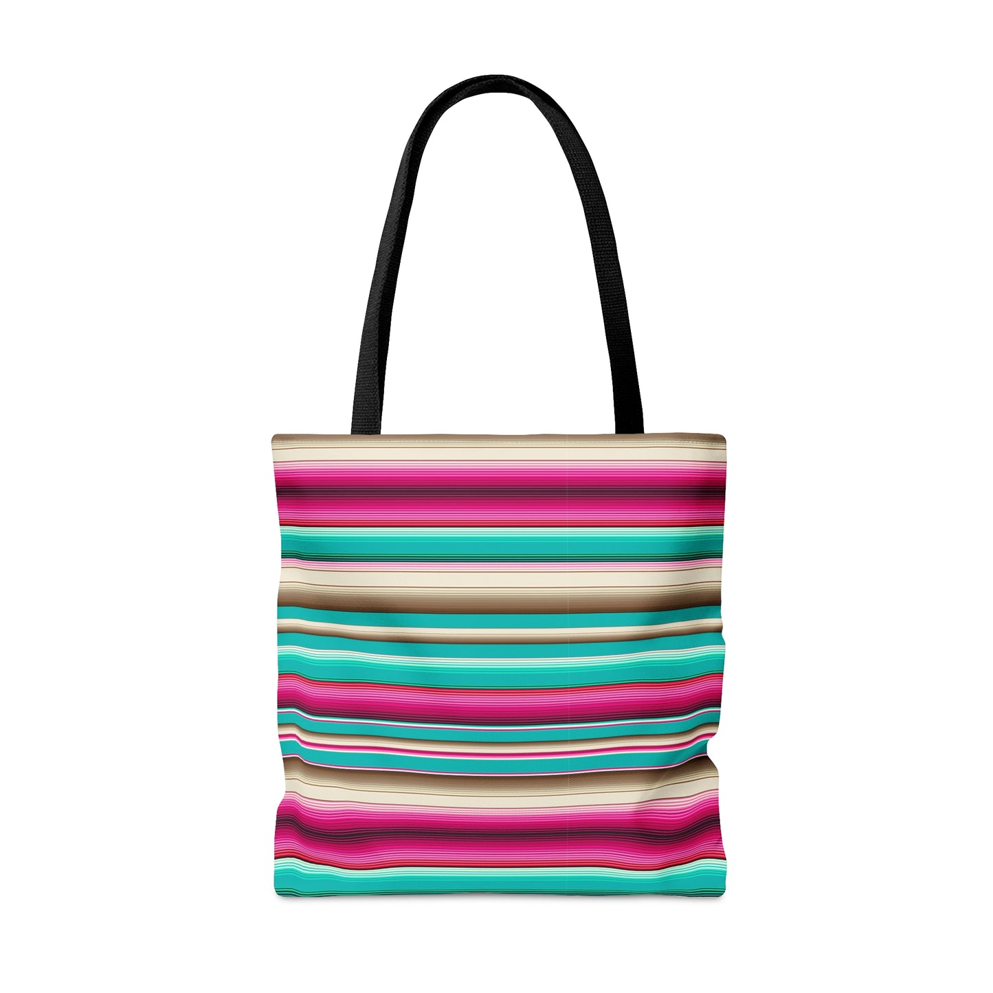 Multicolor Pink and Aqua Striped 36 - Practical, high-quality Tote Bag - Striped