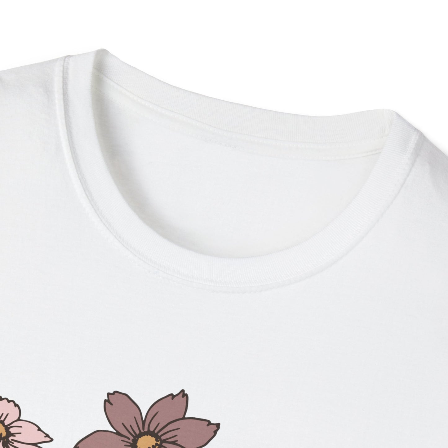 Vintage Cassette Tape with Flowers - Pink - Unisex Softstyle T-Shirt