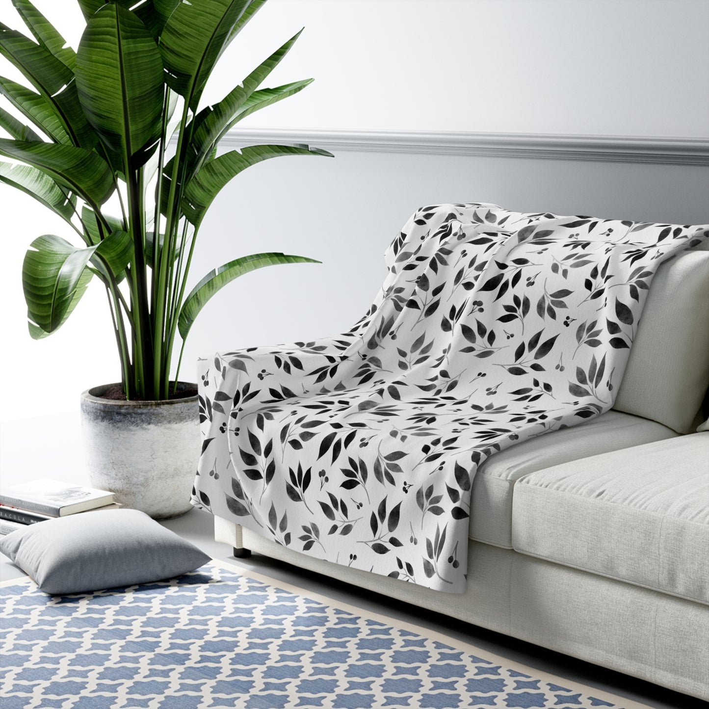 Black Watercolor 5 - Sherpa Fleece Blanket