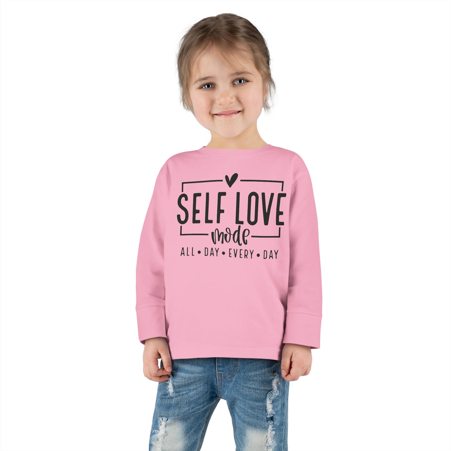 Self Love Mode - All Day Every Day - Heart - Toddler Long Sleeve Tee