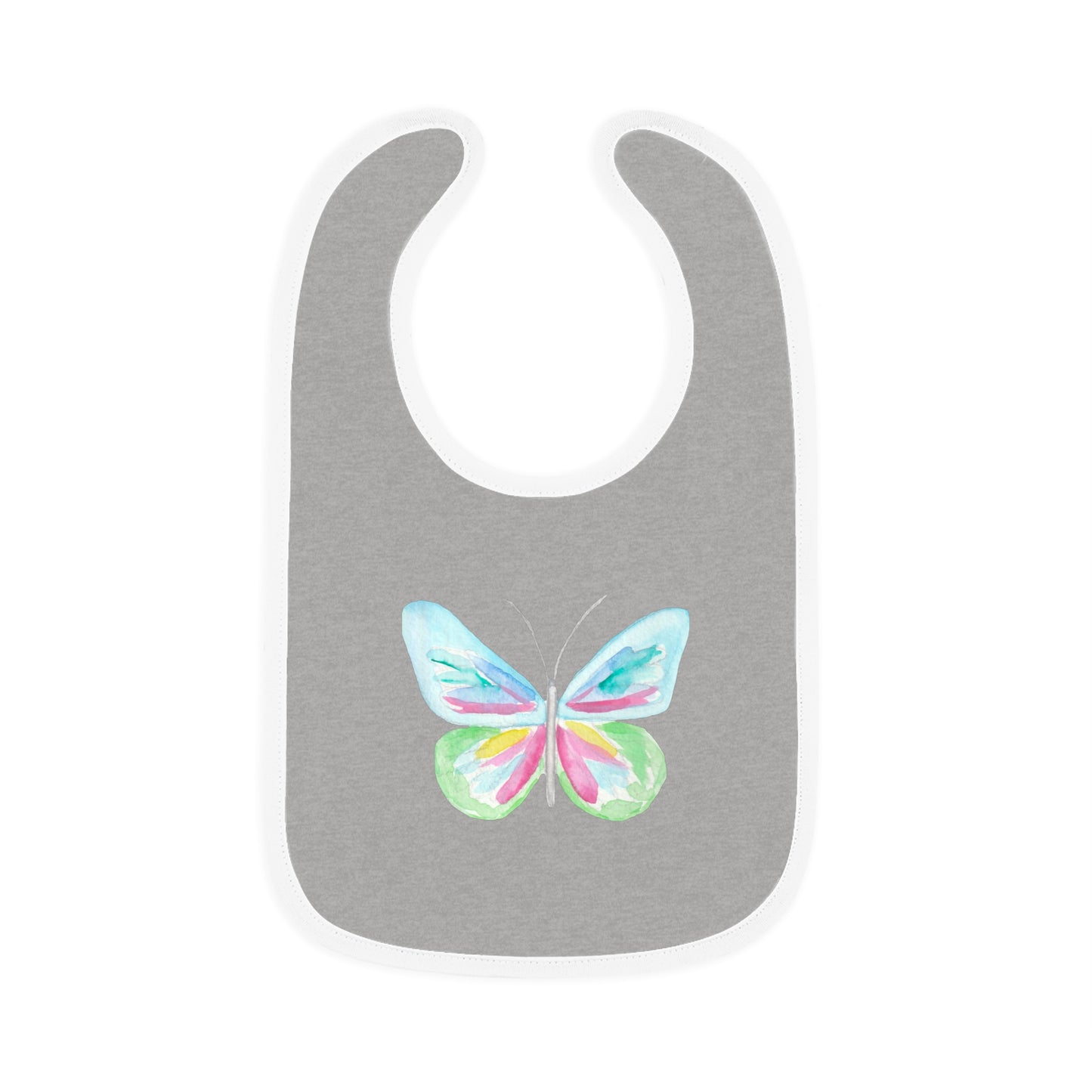 Watercolor Butterfly - Multicolor - Baby Contrast Trim Jersey Bib