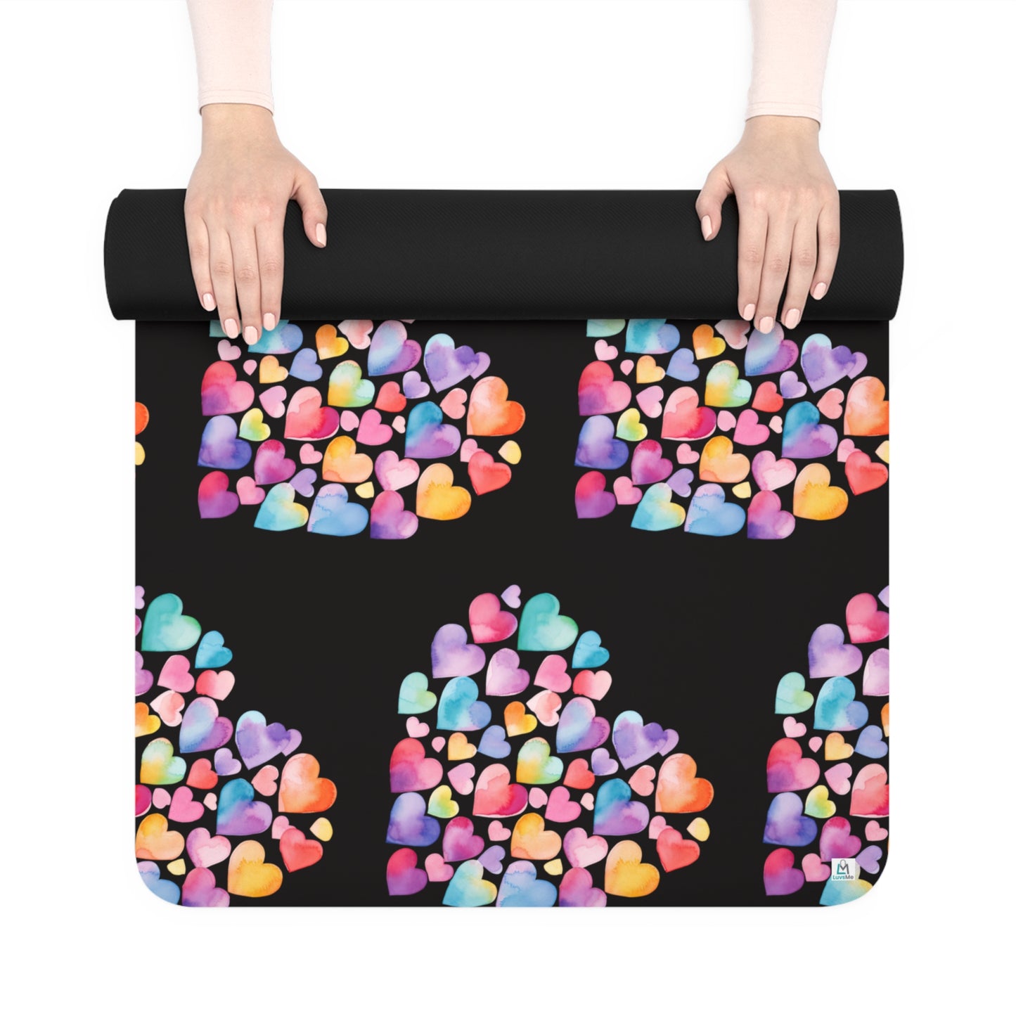 Hearts of Hearts - Watercolor - Rainbow - Rubber Yoga Mat