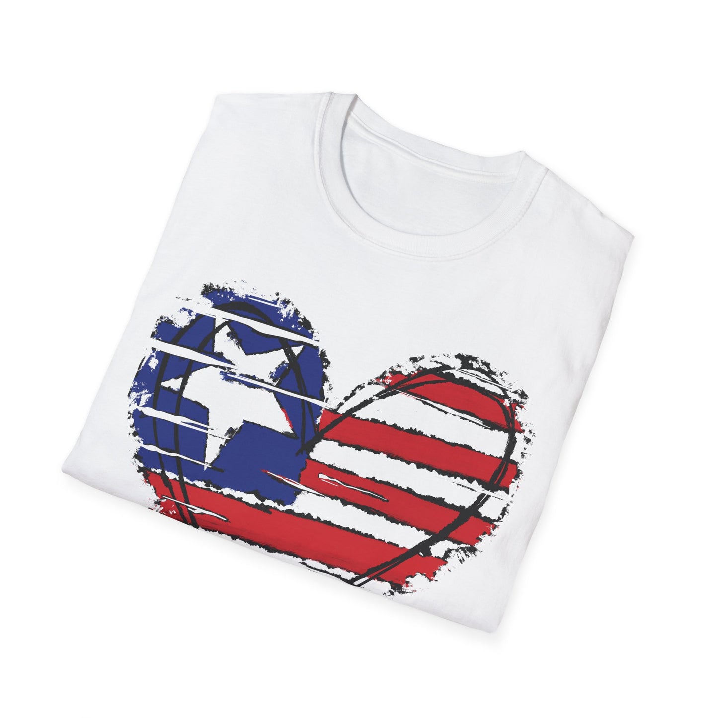 American Flag Heart - 4th of July - Independence Day - Unisex Softstyle T-Shirt