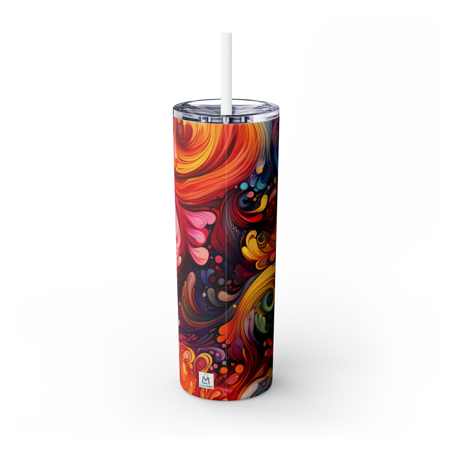 Rainbow Paisley 1.7 - Skinny Tumbler with Straw, 20oz - Stainless Steel