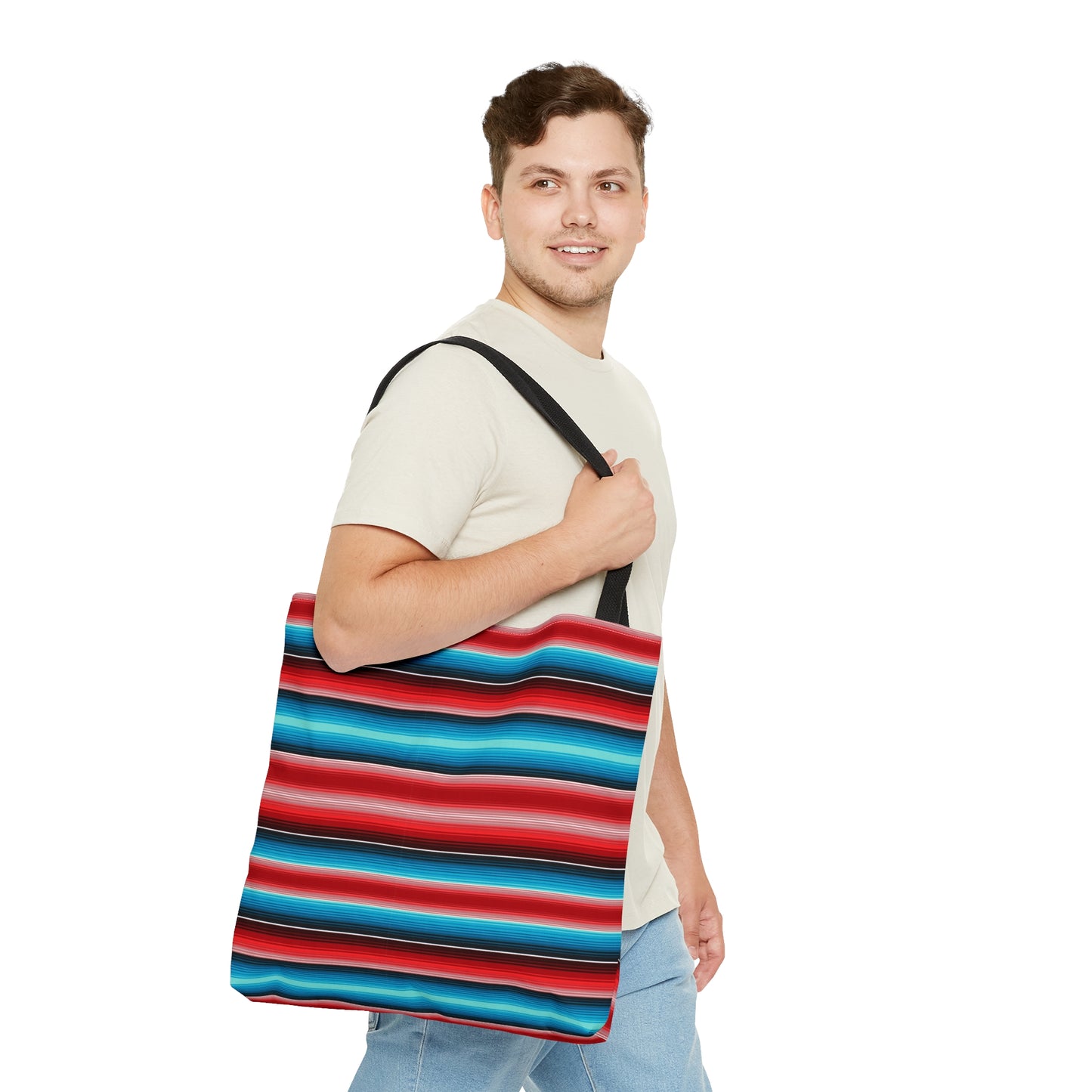 Red and Blue Multicolor Striped 35 - Practical, high-quality Tote Bag