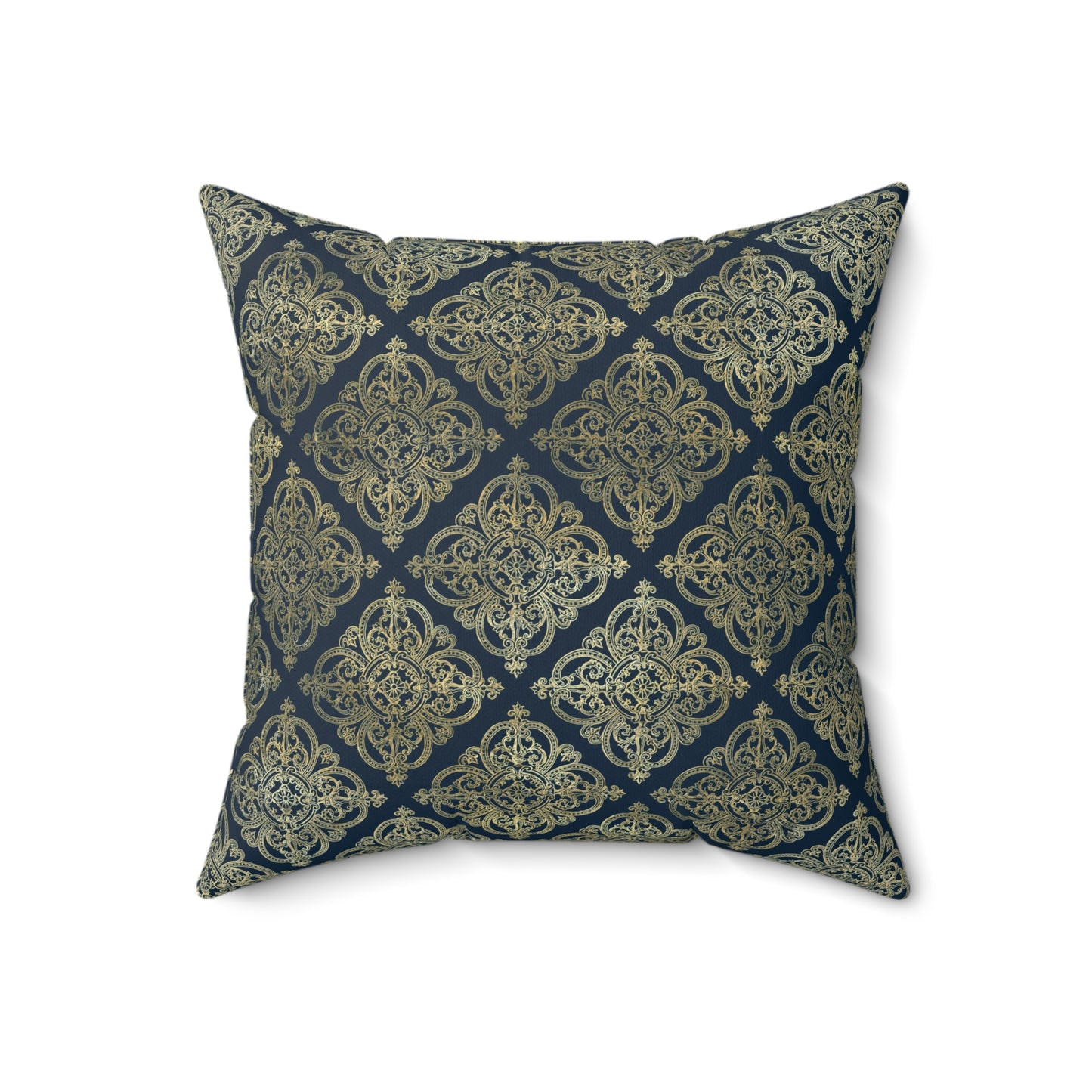 Blue and Gold Paris Pattern 4 - Faux Suede Square Pillow