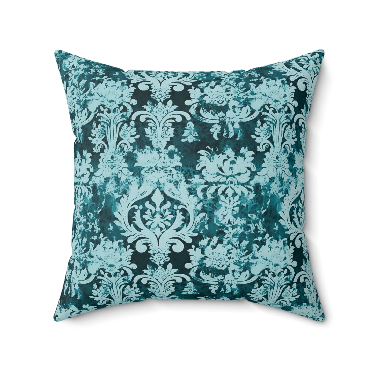 Vintage Teal Damask 73 - Beautiful, Shabby Chic, Boho, Fun - - Faux Suede Square Pillow