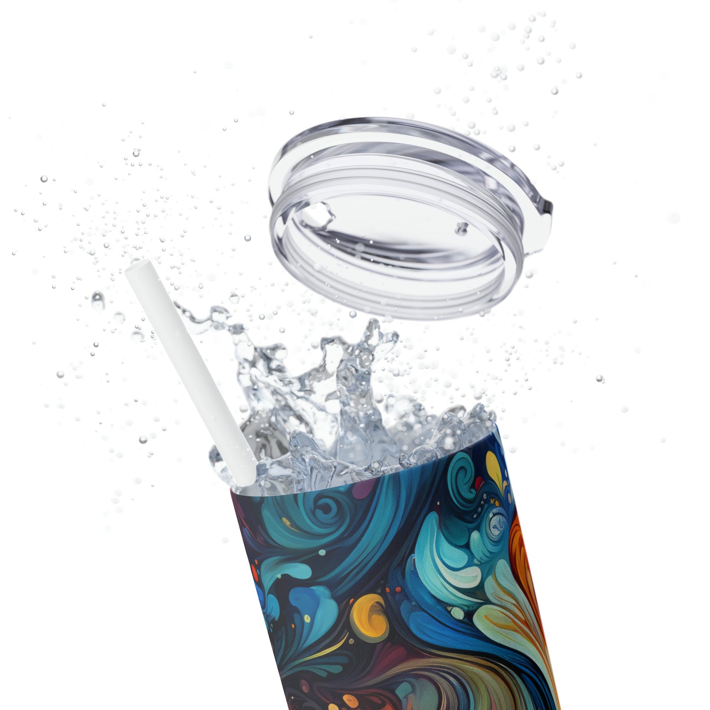 Rainbow Paisley 1.7 - Skinny Tumbler with Straw, 20oz - Stainless Steel