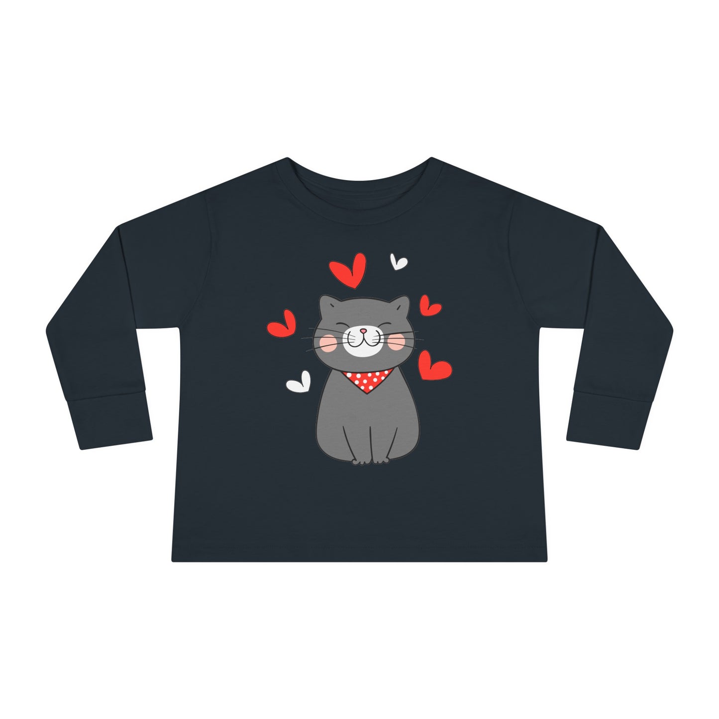 Cute Cat - Hearts 4 - Toddler Long Sleeve Tee