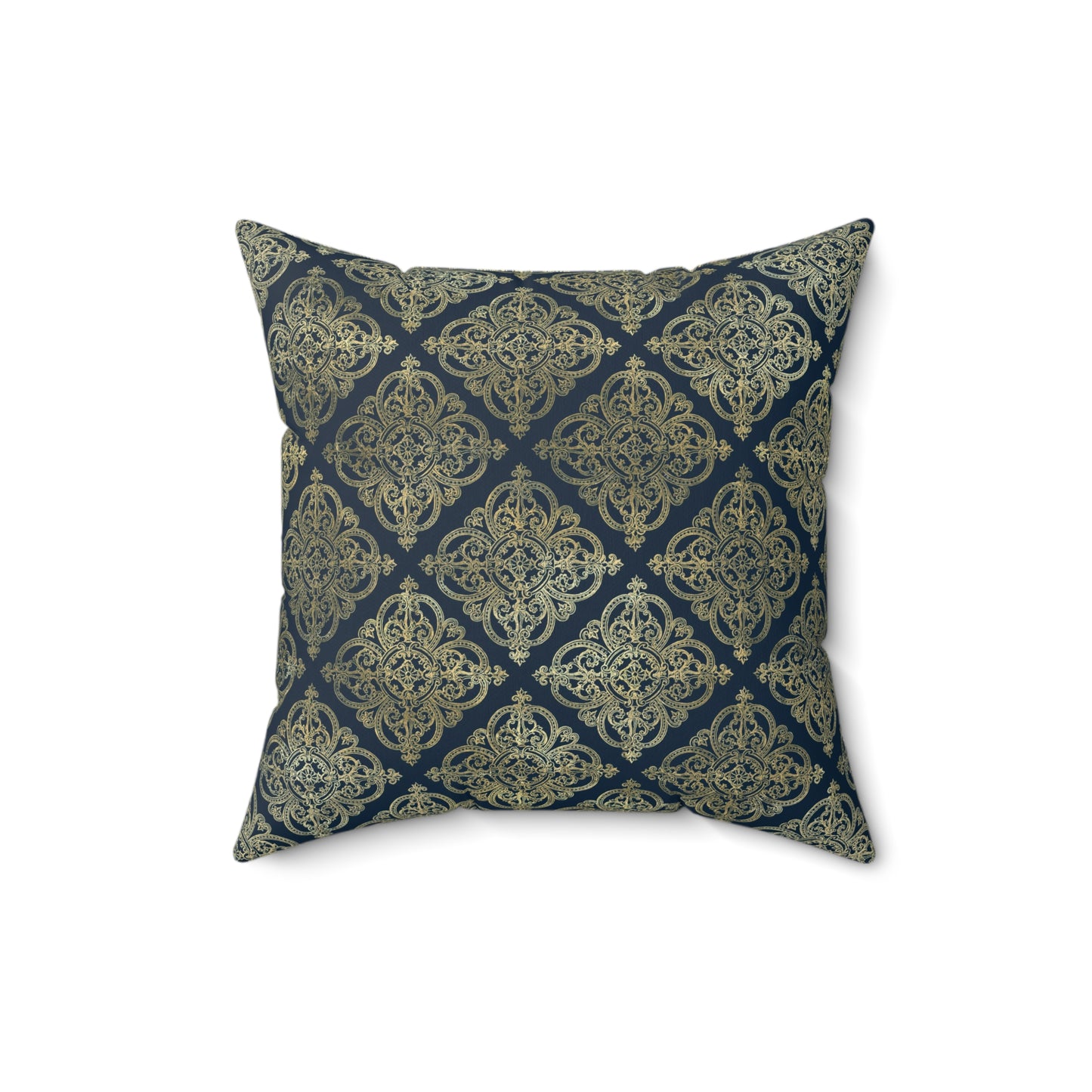 Blue and Gold Paris Pattern 4 - Faux Suede Square Pillow