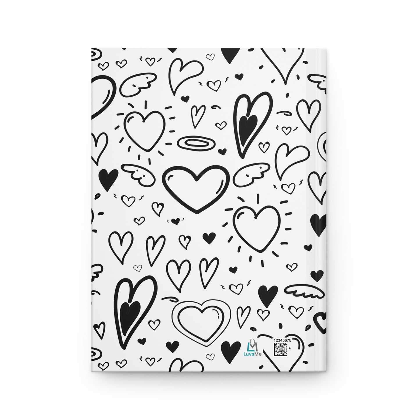 Beautiful Everyday Journaling - Self Love - Black and White Doodles - Hearts - Hardcover Journal Matte