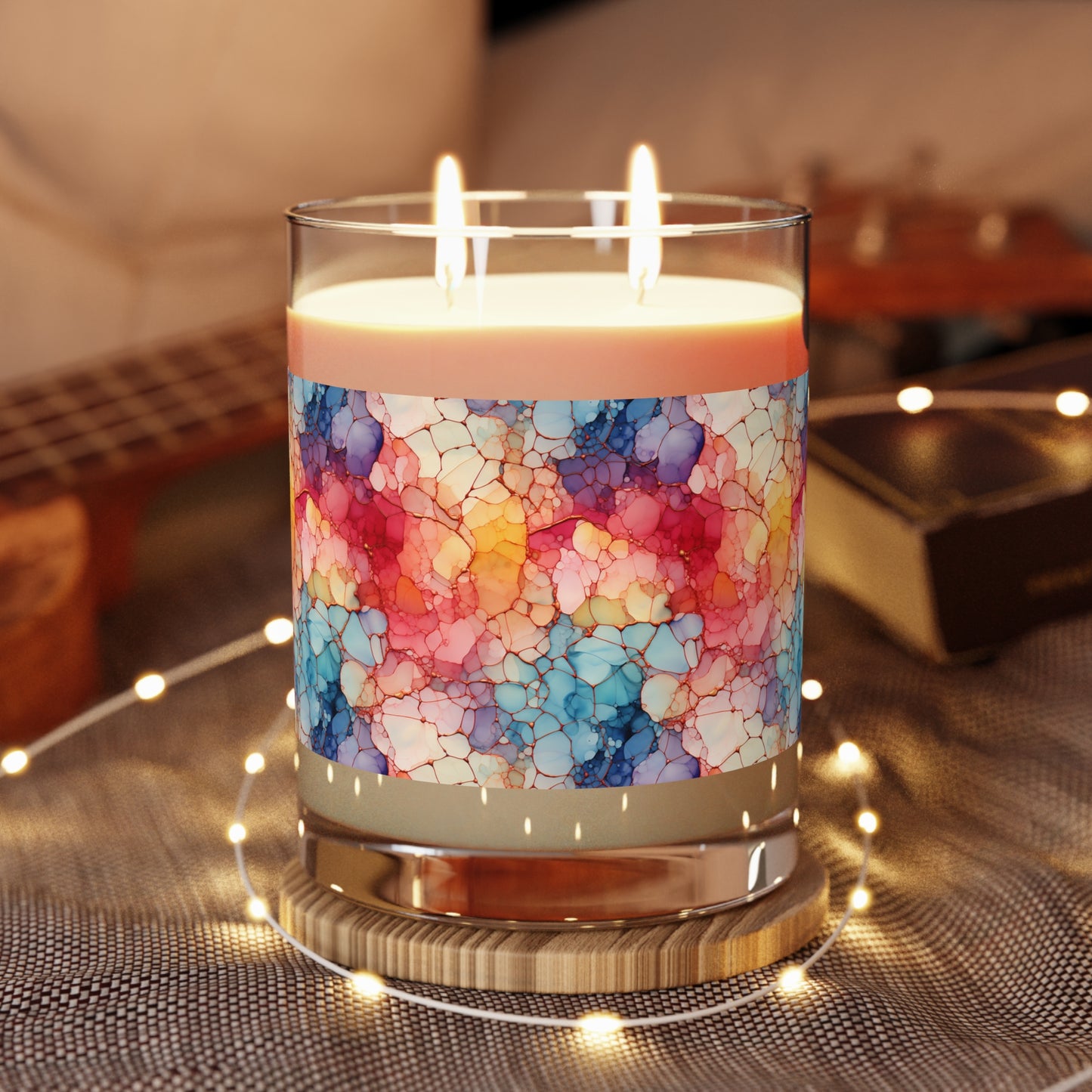 Abstract Rainbow Watercolor - Scented Candle - 11oz