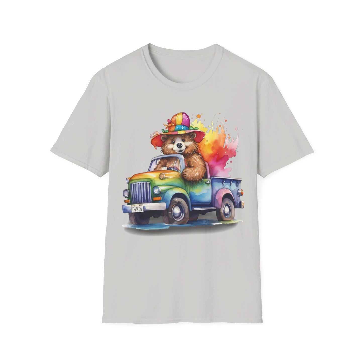 Rainbow Pickup Truck Bear - LGBT - Pride - Unisex Softstyle T-Shirt