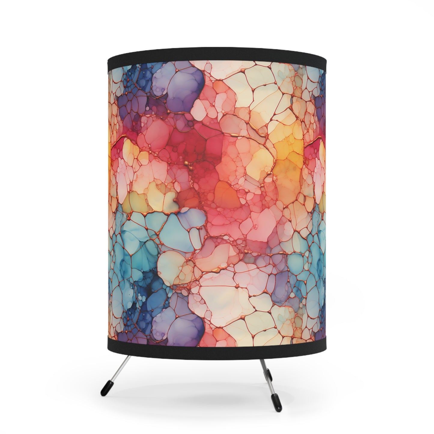 Beautiful Multi Watercolor 7 - Abstract Rainbow - Tripod Lamp with High-Res Printed Shade, US\CA plug